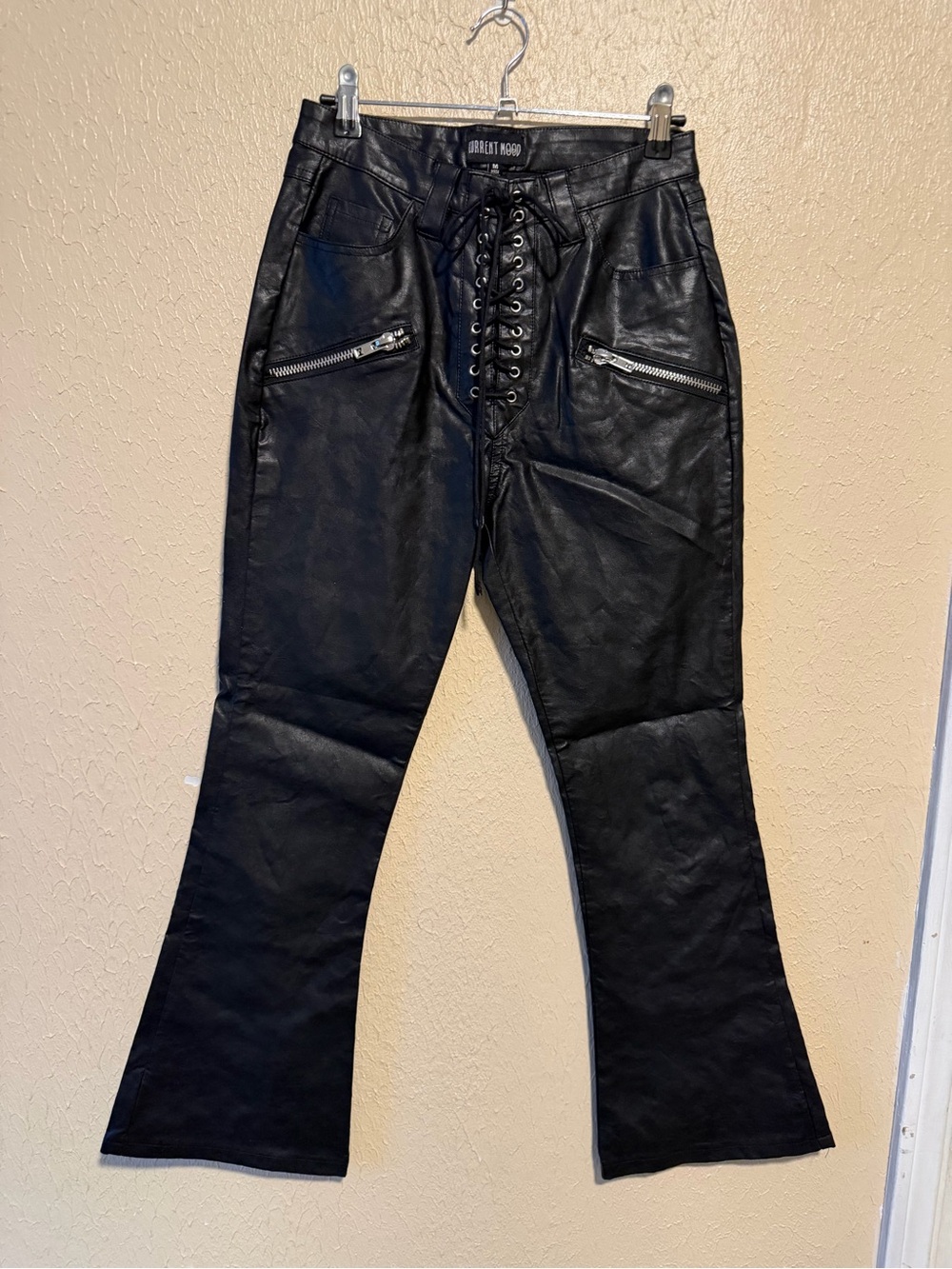 Current Mood Dolls Kill Lace-Up Flare Pants Faux Leather Size Medium